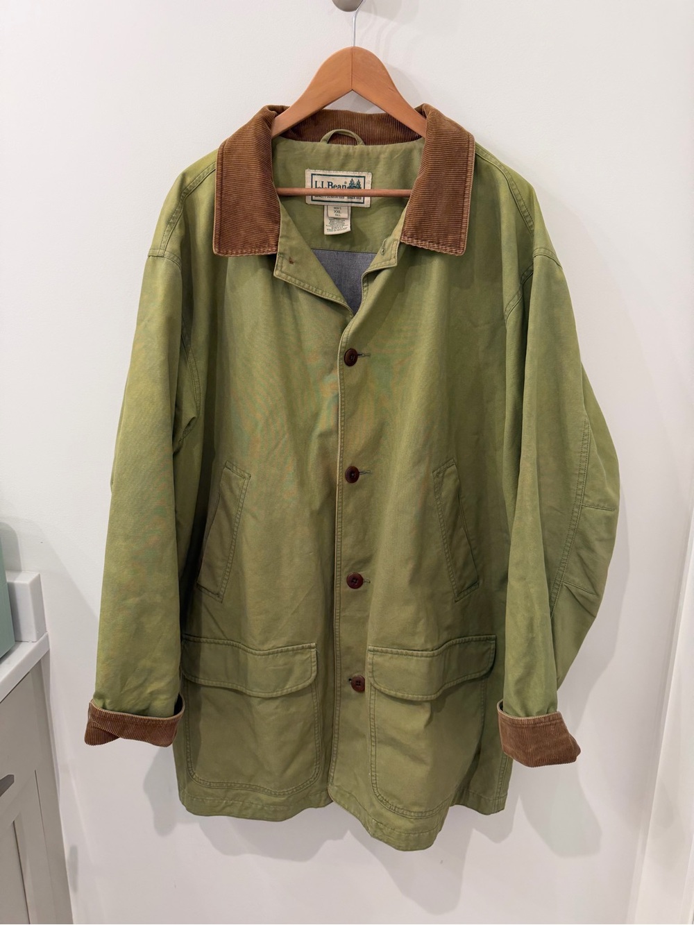 Vintage 80s 90s Men’s L.L.Bean Blanket Lined Green Chore Barn Coat - Picture 4 of 11